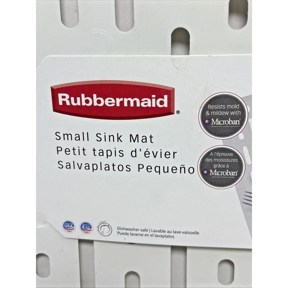 White Rubbermaid Small Sink Mat Rubber Dish Protector 10.7 x 12.7 in NOS HTF